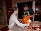Tess came over to lend Clark some carving support...he did two pumpkins.
