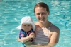 Aubrey swimming with her mom, Tess