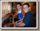 Elliot and Clark peeling a pomegranate for the fruit salad -- a true labor of love!