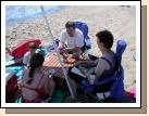 We have a new fun little table that rolls up in a bag when you are finished.  We used it for lunch and cards.