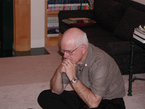 Grandpa can doze off sitting up in the middle of a party.  Poor guy needs more sleep I guess!