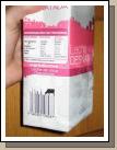 Funny packaging design on my milk. Also now you see how our milk comes. We keep it in the cupboard until we need to open a new one.