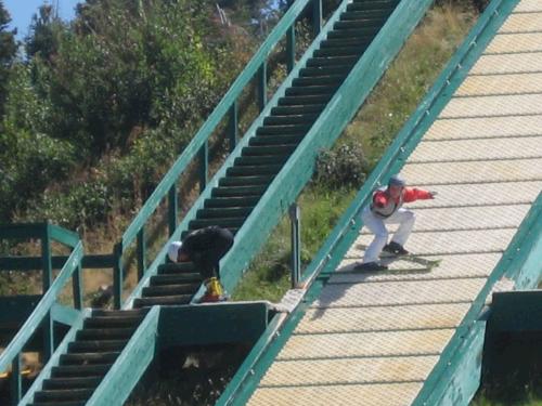 We spent several fascinated minutes watching fully dressed skiers take off down the jump....
