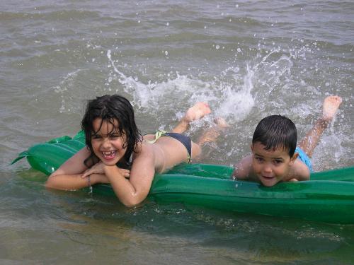 Sara and Peter having a great time in the ocean.