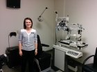 Tess is working for an optometrist. Big change from teaching first grade!