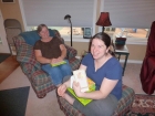 Anne and her mother Carol - two of the birthday girls getting ready to open gifts.