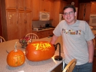 Clark, his pumpkin \"pi\" and his Zelda pumpkin.
