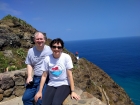 The view from one side at the top of our hike. From here we watched two whales cruise together along the edge of the island. Such a beautiful day!