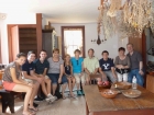 Our whole group in the kitchen of the Frame Home.