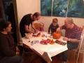 Family pumpkin carving.