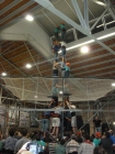 We got to watch the Castellers practice inside with nets...