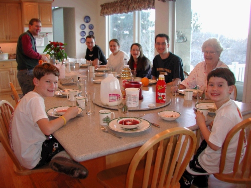 Stopping for breakfast.  Got to get some energy for opening presents!