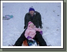 Miranda Hulme with her faithful sledding pal Alan.