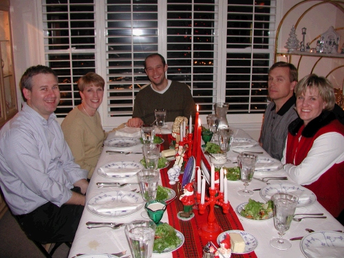 Left to right: Alan, my sister Melinda, her husband Jared, Melanie's husband Rick, and my sister Melanie