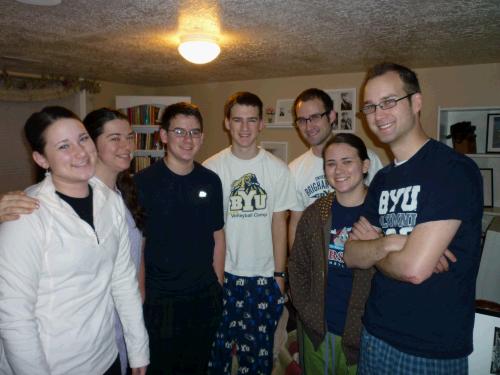 The kids ready to come upstairs and see what Santa brought.  
Who are all these adults and what happened to my children?