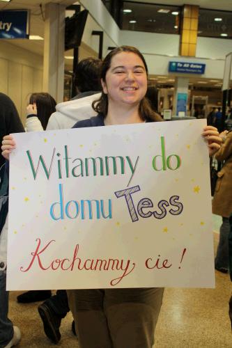 "Welcome Home Tess.  We love you!"