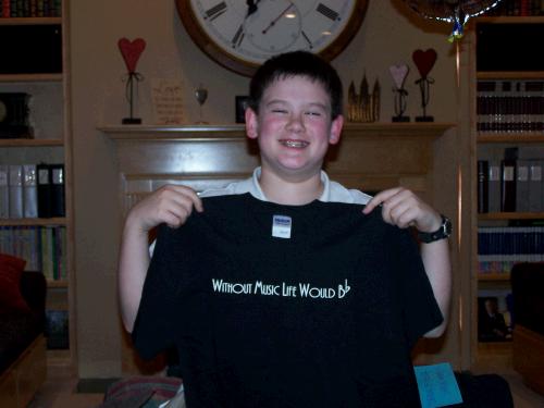 Clark's birthday had a music theme -- he loved this shirt!