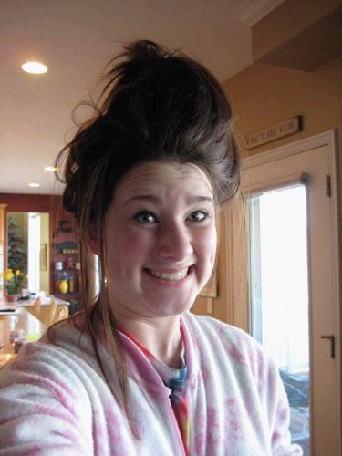 She also likes to do funny hairdos...