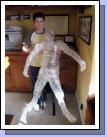 Clark made an installation piece in his art class -- a packing tape version of himself.  It is way cool.