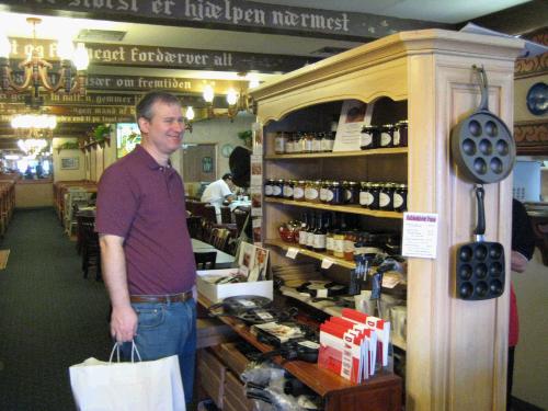 This is where we bought our Aebelskiver pan.  I made Alan stand there for yet another photo -- poor Alan.  He is truly truly a good sport about the whole picture taking thing.
