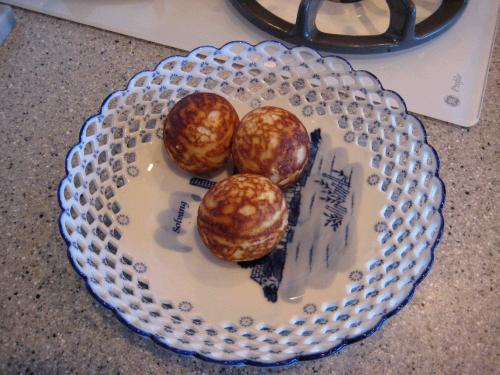 I also bought an expensive bowl to remind me of the royal copenhagen china that I can't really afford.  It was fun to serve the aebelskivers in them.