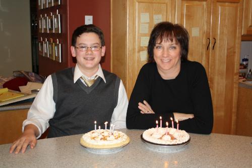 Happy Birthday to Clark and to me with yummy Marie Callender Pies graciously provided by the grandparents.