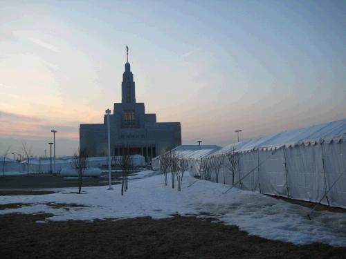 The Draper Temple as we got off the bus in the late afternoon.  