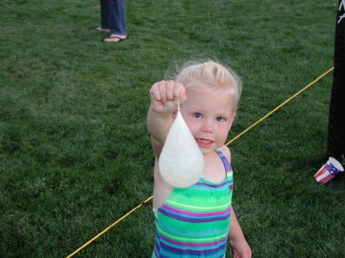 Miranda's job was to get and deliver new water balloons.  Needless to say, she loved her job!