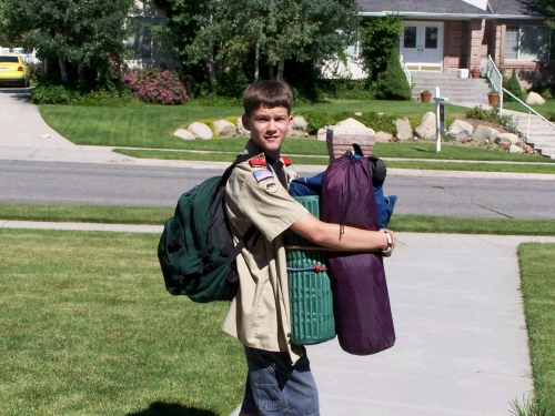 Elliot off to Scout Camp for the week.