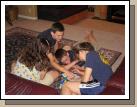 The kids having a great time playing Jennica's new game.