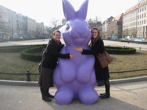 Random purple bunnies were all over the city advertising for something.