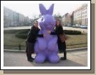 Random purple bunnies were all over the city advertising for something.