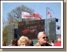 Big screen TVs were set up so everyone could watch the funeral.