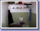 This is one of the famous cells that a prisonser escaped from by scraping the vent hole bigger with a spoon from the dinning room. He was then able to escape up between the backs of the cells up to the roof.  It was never discovered whether they all 3 escaped or drowned.