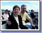 A rare photo of us together -- on our way back from Alcatraz.