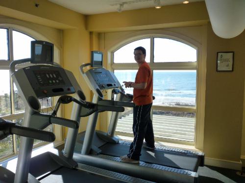 We decided we would try out their exercise equipment.  They had a really nice set up and we all had great machines.