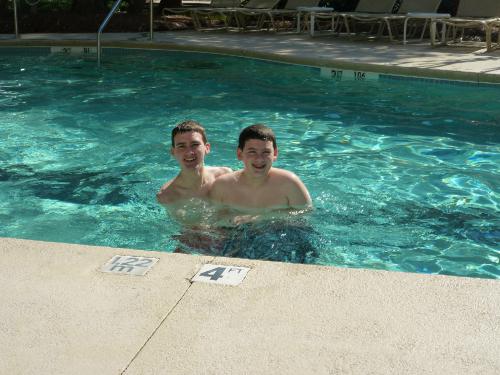 The beautiful pools were too cold to swim in, but there was a heated lap pool that we did get to spend some time in.