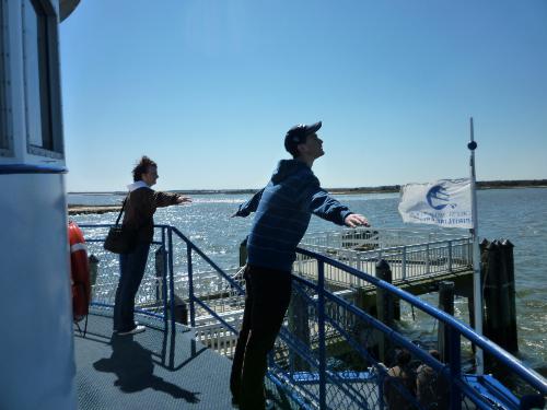 Having a Titanic moment on the ferry -- ready to head back.