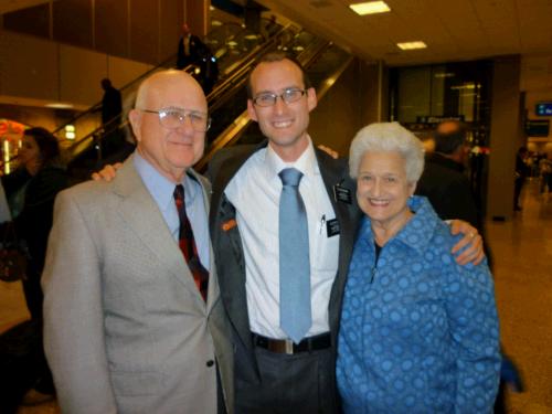 Happy grandparents to have their grandson home.