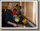 And so the Thanskgiving dinner preparations began.  Jared always makes pumpkin, apple and banana cream pies -- yum.