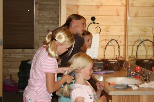 There were dormitories in the basement - one for the girls and one for the boys.  The girls had a great time fixing their own hair and each other's hair.
