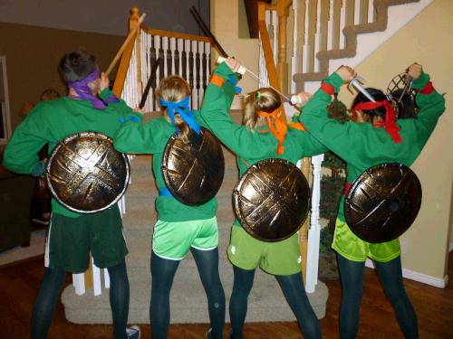 The back view of the turtles' shells.